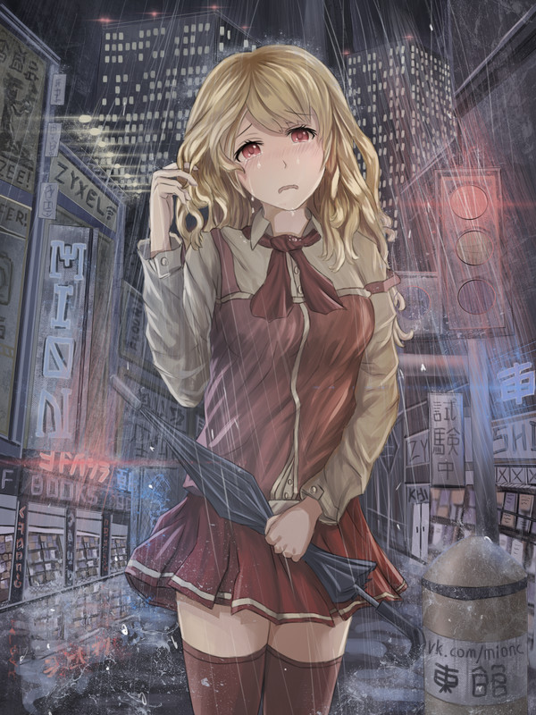 Anime Art Rain Girl , Anime Art, Original Character, 
