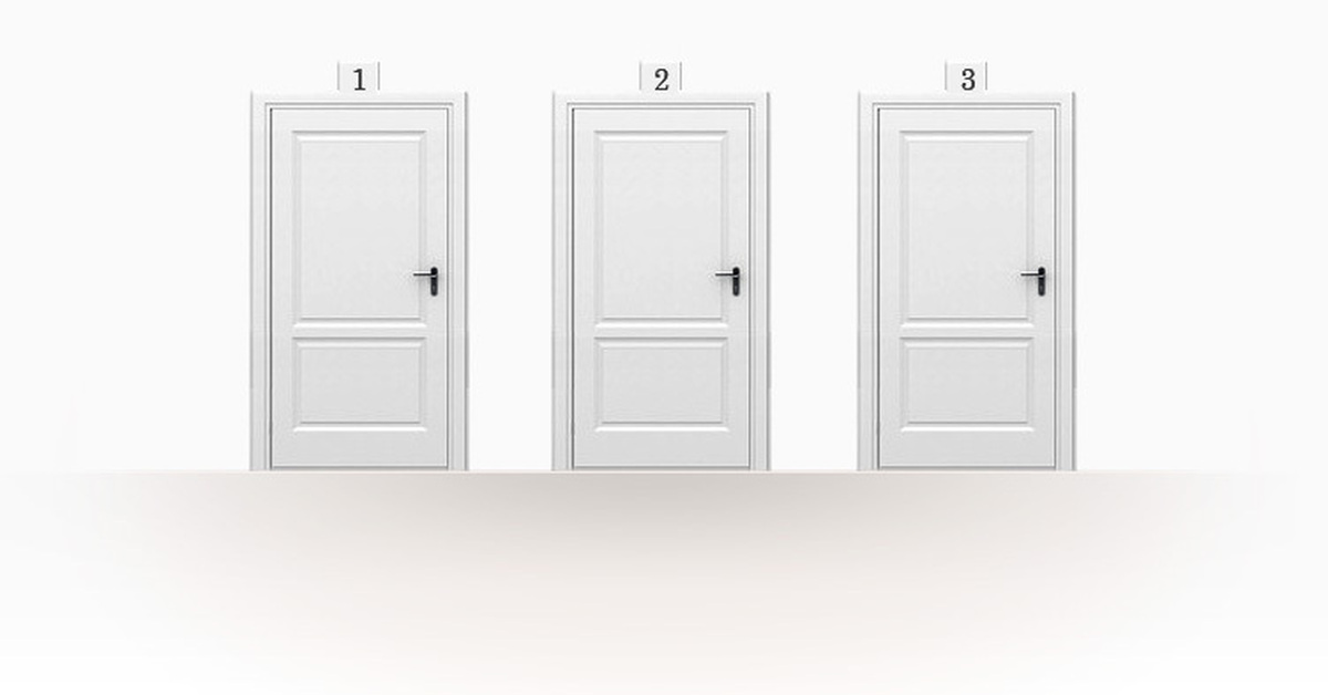 Открытая дверь задача. Дверь парадокс Монти холла. Три двери. Выбор двери. Три двери выбор.