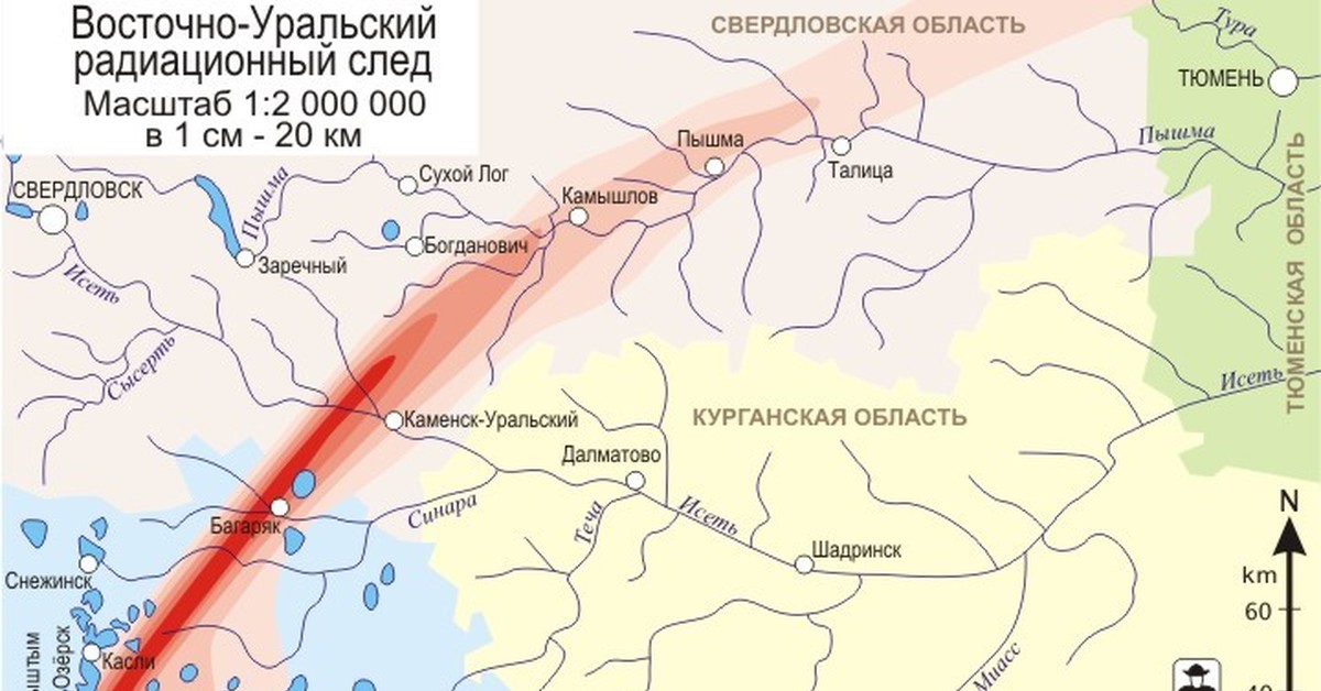 Карта радиационного следа маяк