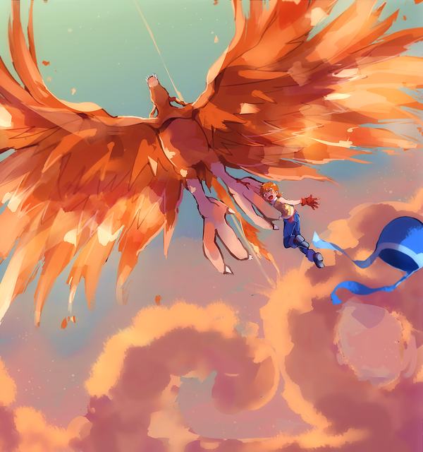 To the Sky , Anime Art, , Digimon adventure, Takenouchi sora, Birdramon, Natsuki