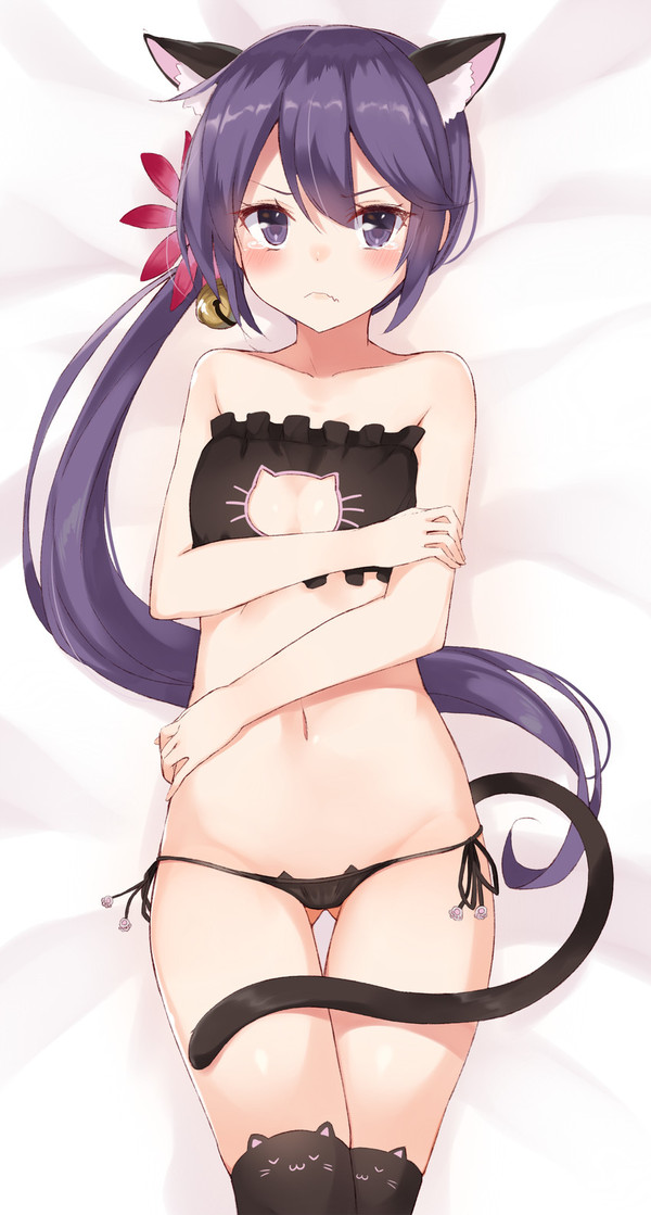 Akebono. - NSFW, Anime, Anime art, Kantai collection, Akebono, , Cat keyhole bra