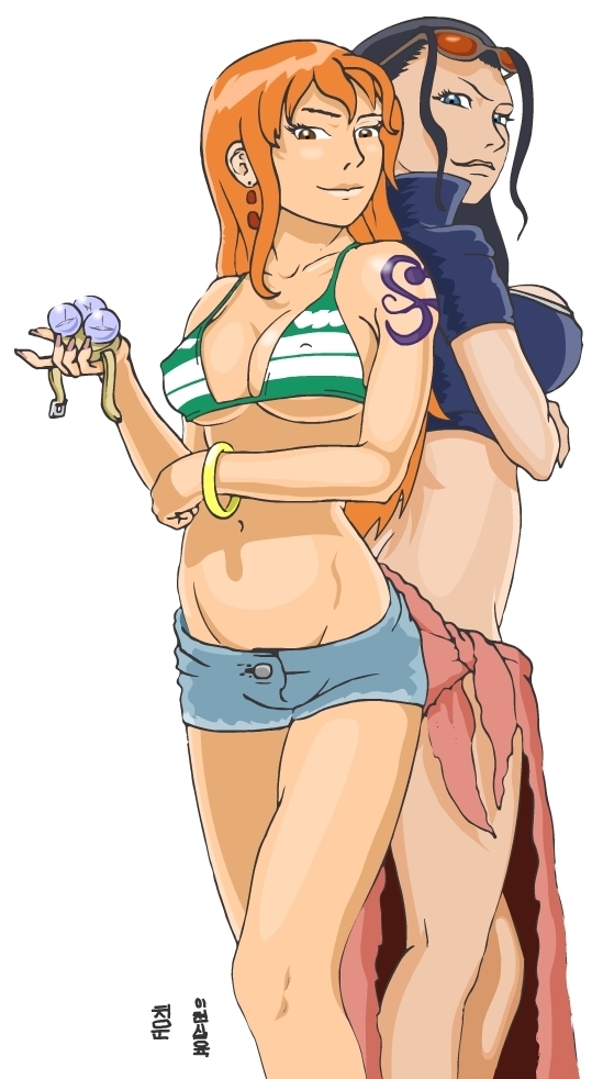     One Piece, , Nico Robin, Nami, Anime Art