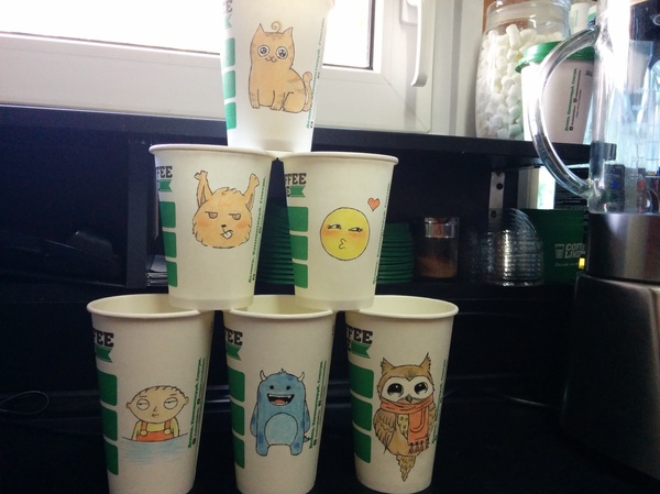 When the barista has free time at work - Drawing, Coffee, Barista, Photo, Cup