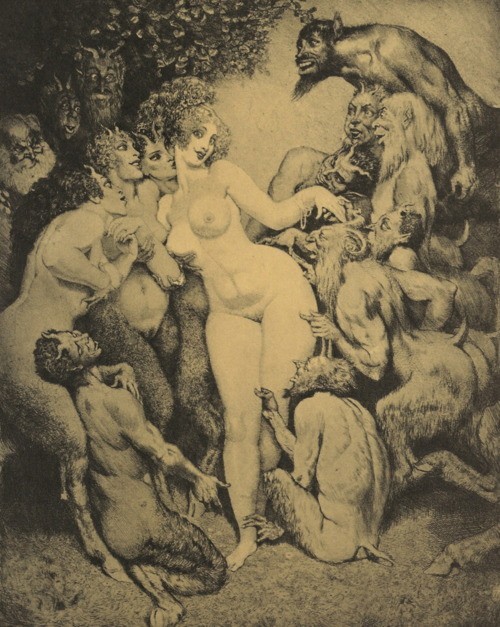 Erotic phantasmagoria by artist Norman Lindsay - NSFW, , Painting, Satyr, Fantasy, Longpost