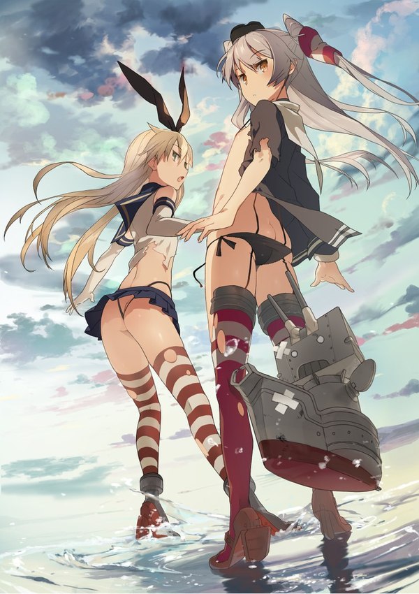 Shimakaze and Amatsukaze - NSFW, Anime, Kantai collection, Shimakaze, Amatsukaze, Anime art