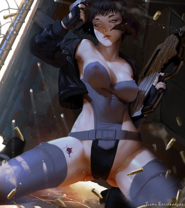 Art Ghost in the Shell by Teemu \Sci-Fi, anime\ - NSFW, Art, Images, Anime, Ghost in armor, Weapon, Droids, Science fiction