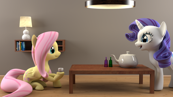 Rarity and Fluttershy meeting for some tea My Little Pony, Fluttershy, Rarity
