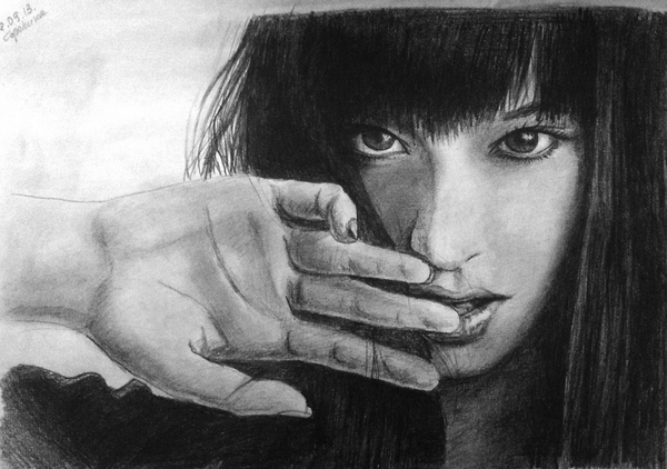 Chiaki Kuriyama - Моё, Портрет, Карандаш, Рисунок, Chiaki Kuriyama, Убить Билла, Gogo, Убитьбилла