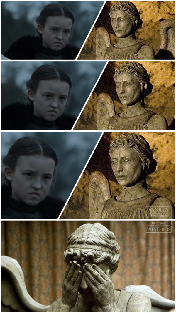 Peepers - My, Game of Thrones, Vanilla westeros, Doctor Who, Weeping angels, Lyanna Mormont, Peepers