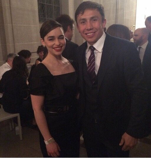 Геннадий Головкин и Эмиля Кларк на премьере ИП в Сан-Франциско