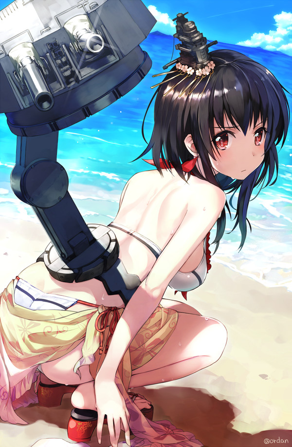 Swimsuit Yamashiro - Аниме, Anime Art, Kantai Collection, Yamashiro, Amagai tarou