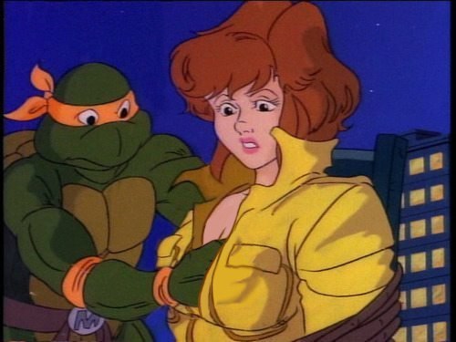 April boobs - NSFW, Teenage Mutant Ninja Turtles, , April O'Neill, Michelangelo, Boobs, GIF, Longpost