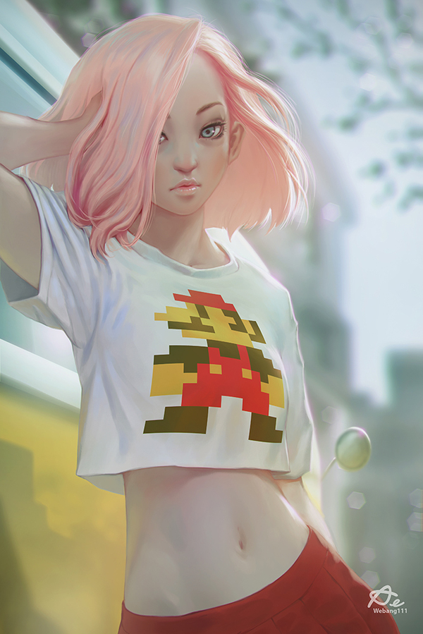 Девочка с розовыми волосами