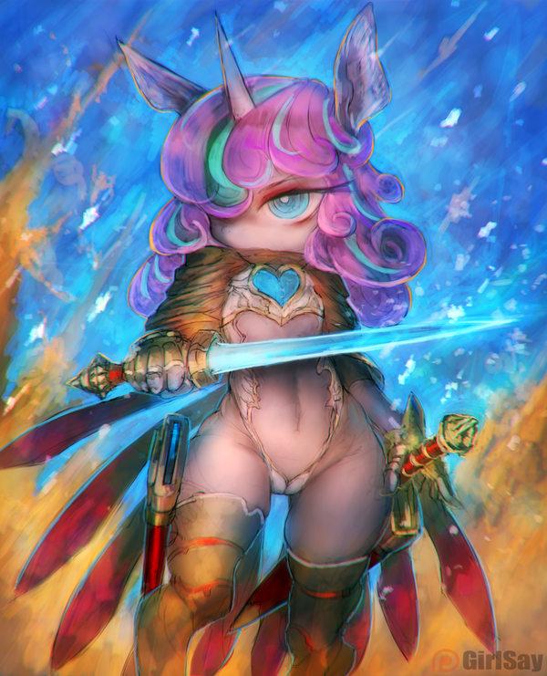 Little warrior - NSFW, My little pony, Flurry heart, MLP Edge, MLP Suggestive, Anthro, Girlsay