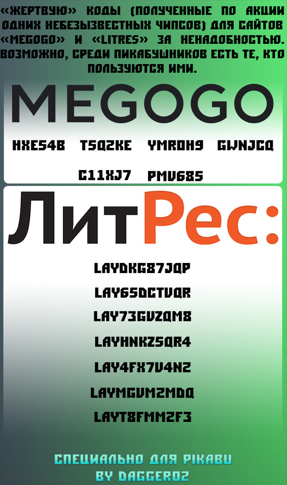 Халява для "Megogo" и "ЛитРес".