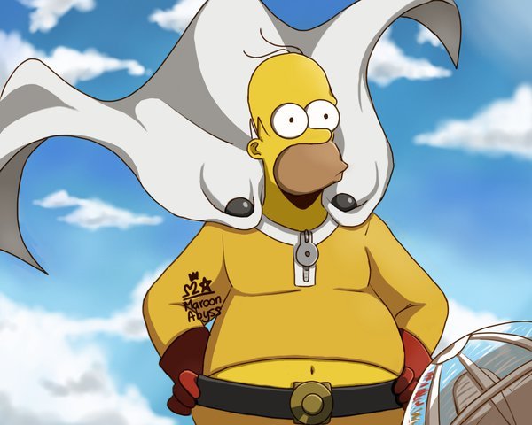 OnePonchikMan - The Simpsons, Anime art, Onepunchman, Anime, Not anime