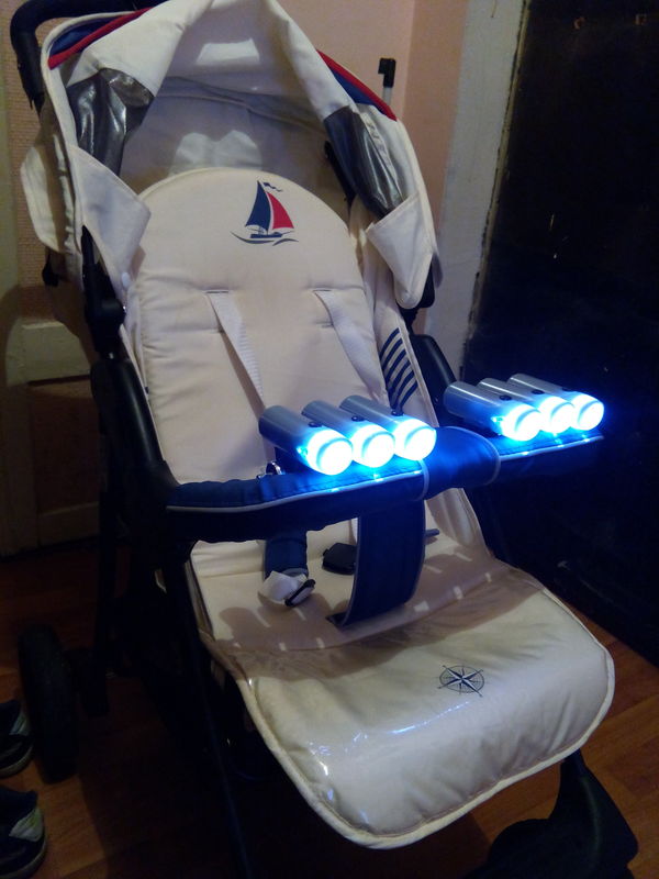 One evening, when dad got really bored... - My, Headlights, , Stroller, 