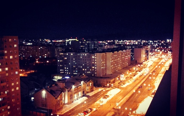 Evening surgut from a height of 10-16 floors. - My, Evening, Surgut, Longpost