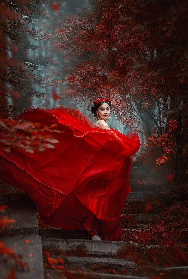 Woman in red - Female, Red, Photo, Art, , Women