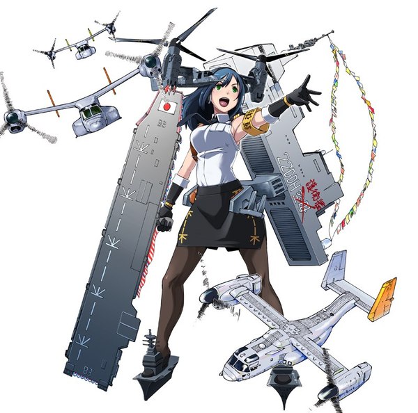 Kantai Collection Modern Warfare: Izumo-class helicopter destroyer (Type 22DDH  helicopter carrier) - Kantai Collection, Anime Art, Фан-Арт, Funmade, Helicarrier, Izumo