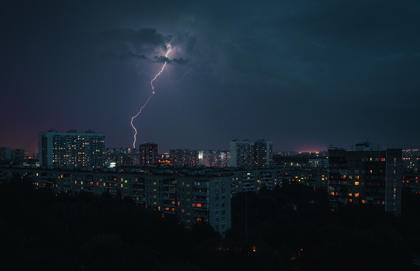 Молния - Моё, Ночь, Выдержка, Фотография, Город, Молния, Canon