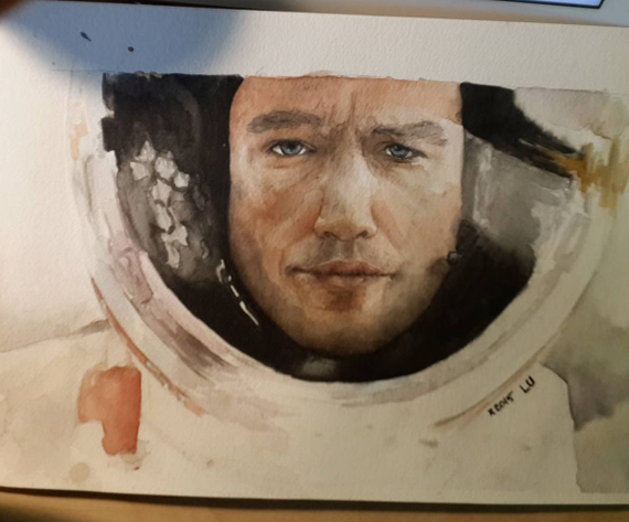 Mark Watney - My, Art, Drawing, Watercolor, Sharklu