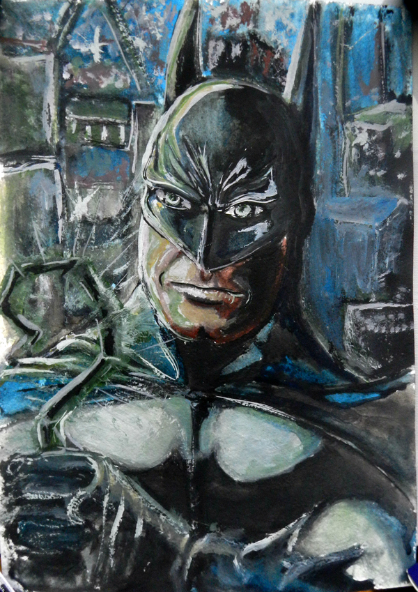 When the quests are over! And all the criminals behind bars! Almost everything ... Enigma with its questions will not let you get bored.)))) - My, Batman, Batman arkham City, The Riddler, Enigma, Dc comics, Watercolor, Comics, Artbyromanvishez, Longpost