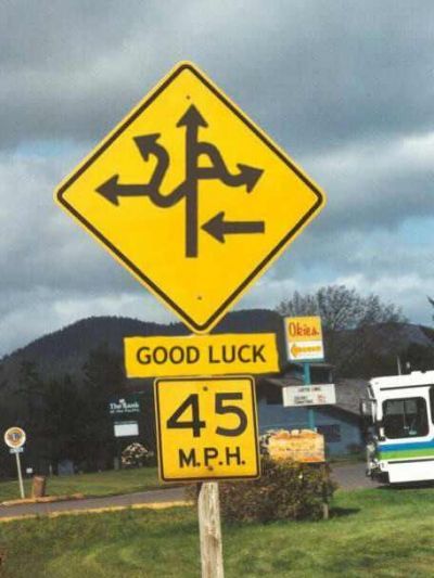 Good luck - Humor, Road sign