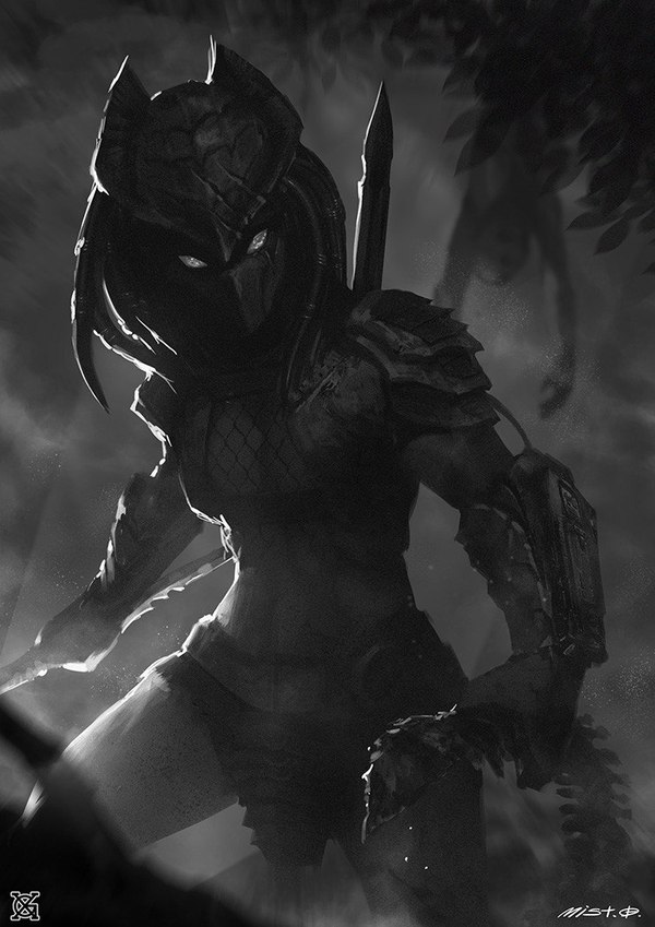 And laughter and sin - Predator, Drawing, Alien vs. Predator, Humor, Gorgeous, Art, Digital drawing, Longpost, Mist XG, Predator (film)