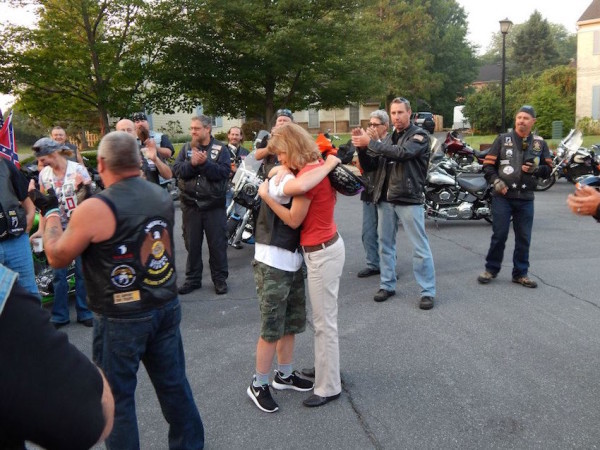 Bikers support teen with Down syndrome on his first day of high school - Bikers, Motorcyclist, Support, Teenagers, Children, School, Disease, Longpost, Motorcyclists