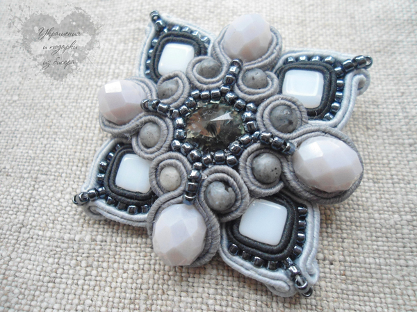 Two soutache brooches - My, Brooch, Beads, Soutache, Handmade, Decoration, Longpost