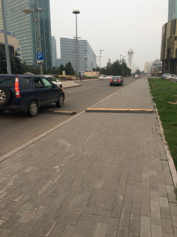 It happens - Kazakhstan, Astana, Speed ??bump, Sidewalk, , Cable Channels