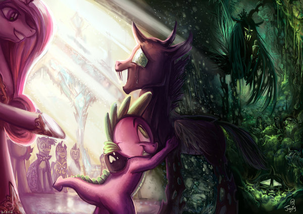   My Little Pony, Spike, Changeling, Thorax, MLP Season 6, , Princess Cadance, Jowybean