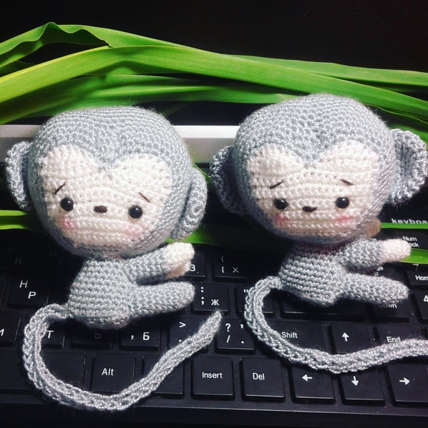 Knitted monkeys - My, , Amigurumi, Monkey