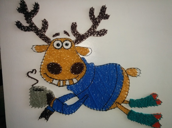 String art Deer - String Art, My, Deer, Hobby, Deer