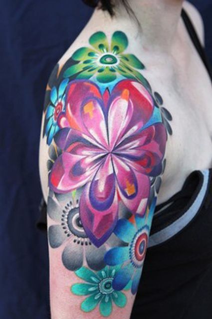 How else to add color to your life - Tattoo, Longpost, Color, Ornament, Flowers, 