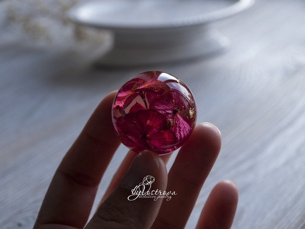 Pendant-sphere - My, Jewelry resin, Dried flowers, Pendant, Longpost