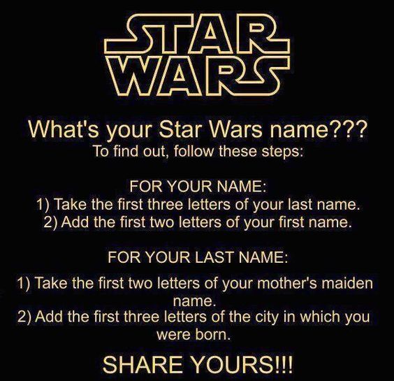 Find out your name in the STAR WARS universe - Star Wars, Names