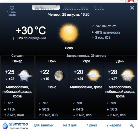 Прогноз погоды - Моё, Прогноз погоды, Гисметео, Скриншот