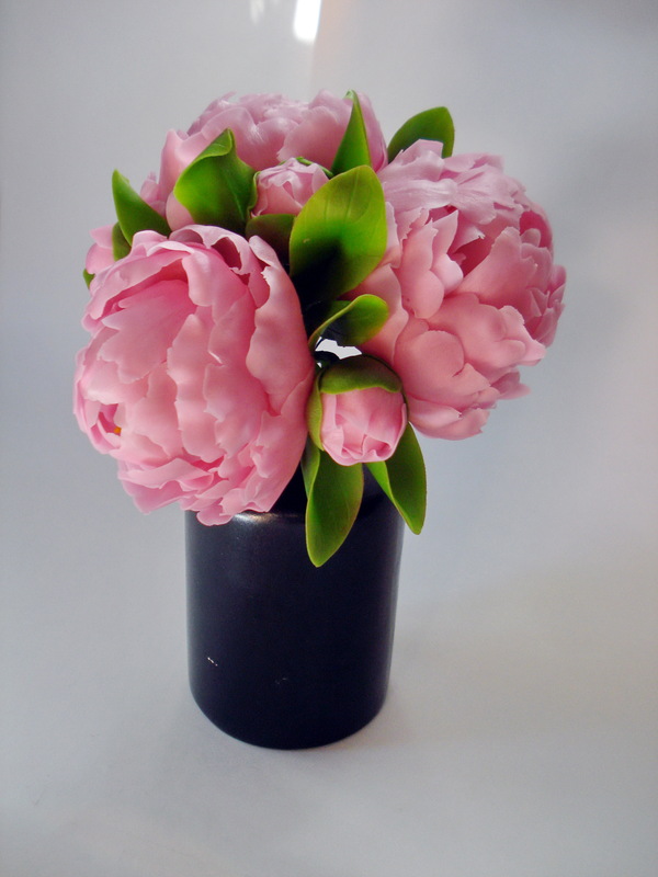 Bouquet with peonies - My, , Bouquet, Peonies, Hobby, Polymer floristry, Longpost