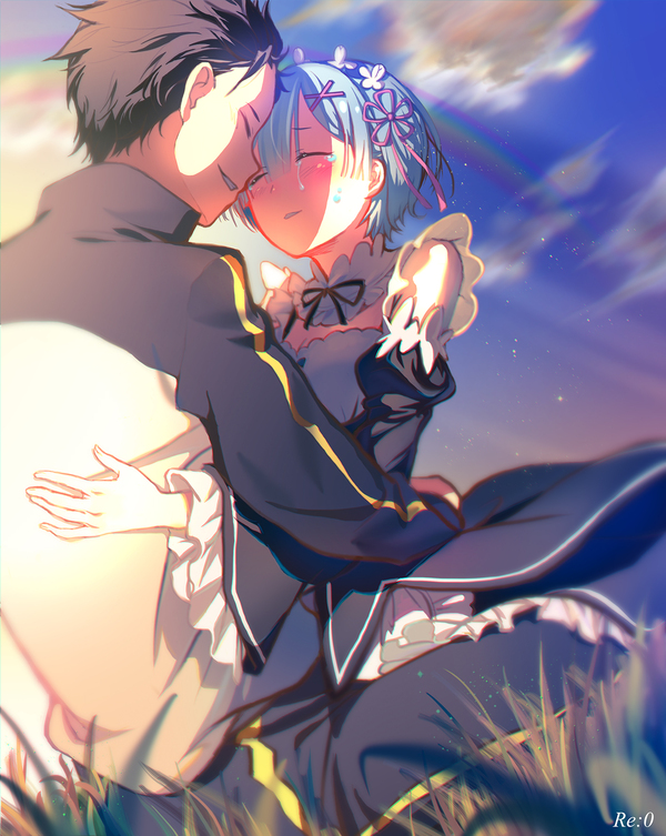 Rem and Subaru - Аниме, Anime Art, Re:Zero Kara, Rem, Natsuki Subaru, Rem (Re:Zero Kara)