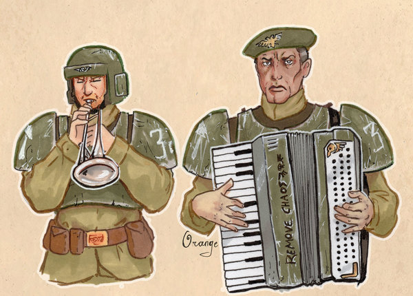 When I posted the button accordion - Warhammer 40k, Plumporange, Art, Imperial guard, Accordion, Musicians, Repeat