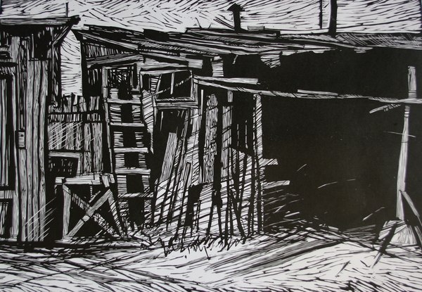 Barn - My, Linocut, Barn