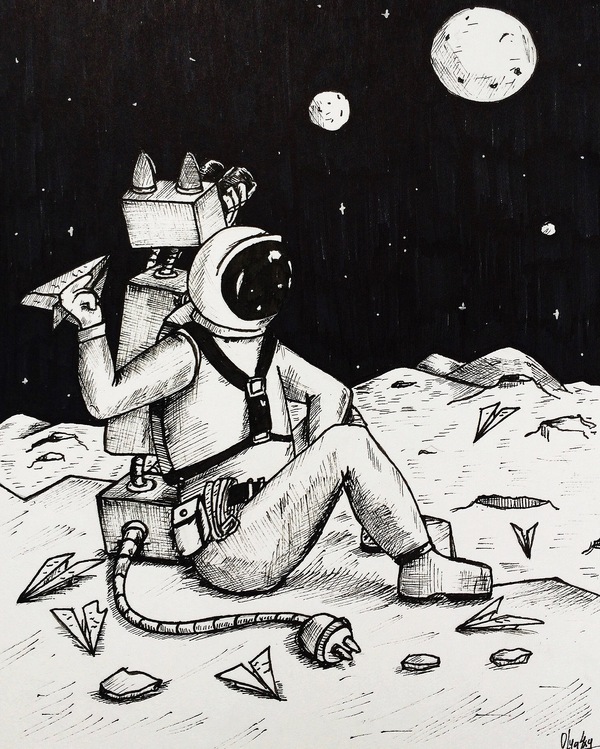 Letters to space - My, My, Space, Drawing, Pen drawing, Illustrations, Graphics, Artist