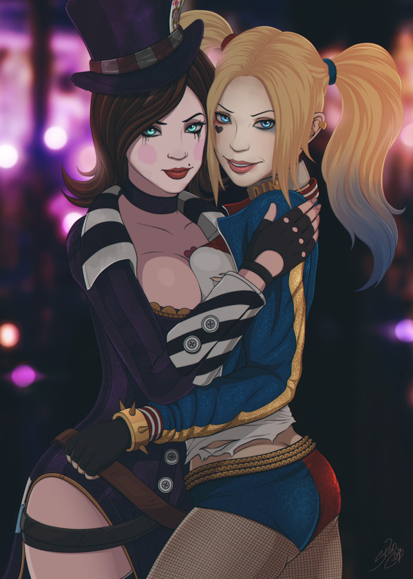 moxxie and harley - My, Harley quinn, , Suicide Squad, Borderlands 2, Borderlands, Art, Digital drawing, Mad Moxxi