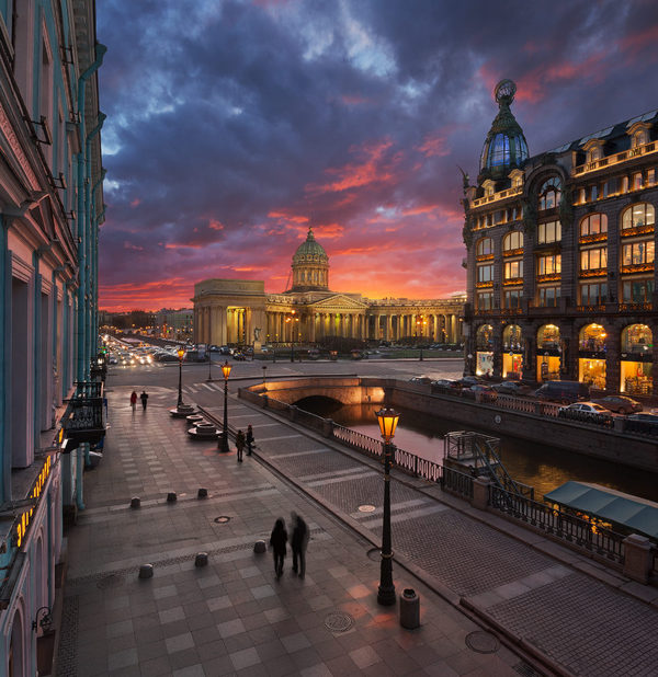 Beautiful morning Peter... - Saint Petersburg, , Kazan Cathedral, Nevsky Prospect, Singer House, Photo, The photo, Russia