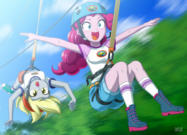 Zipline - My Little Pony, Equestria Girls, Derpy Hooves, Pinkie Pie, Uotapo