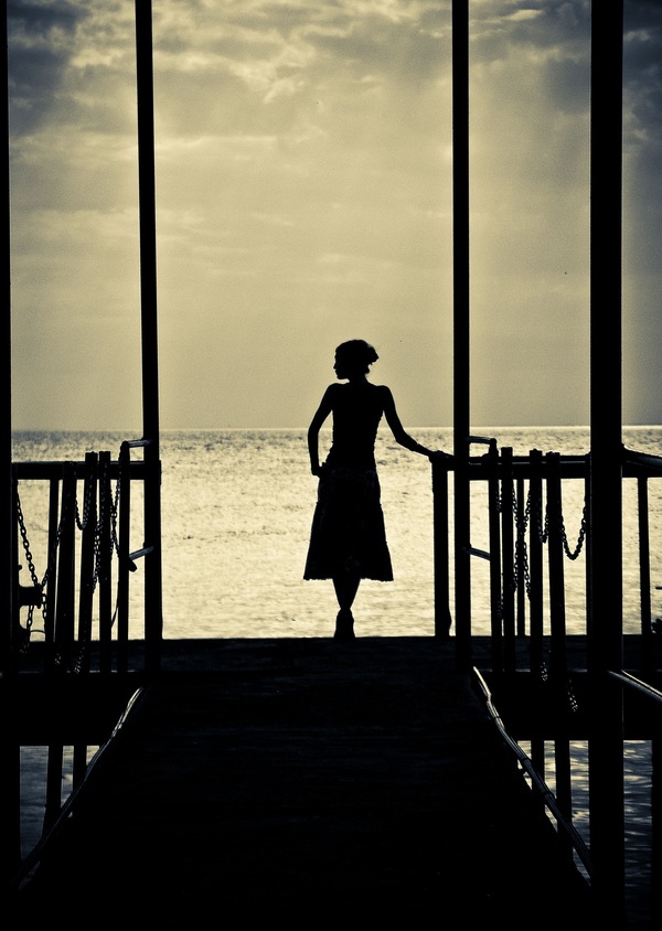 At the pier - My, Girls, Pier, Berth, Silhouette, Sea, Novosibirsk, Ob sea