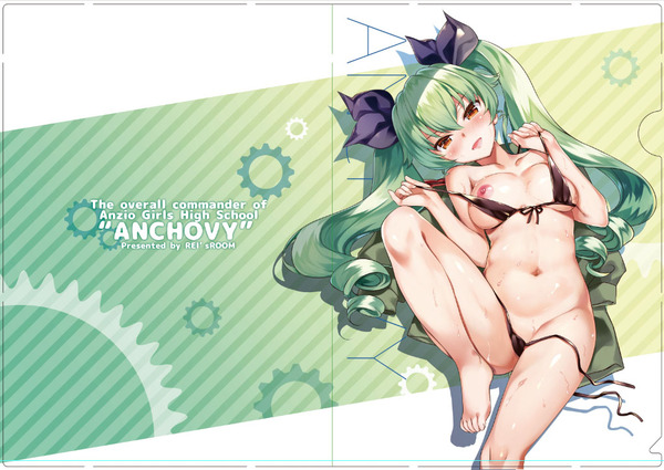 Anime art - NSFW, Anime Art, Аниме, Girls und Panzer, Anchovy, Сиськи, Купальник