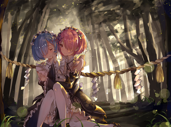 Rem and Ram - Аниме, Anime Art, Re:Zero Kara, Rem, Ram, Rem (Re:Zero Kara), Ram (Re:Zero Kara)